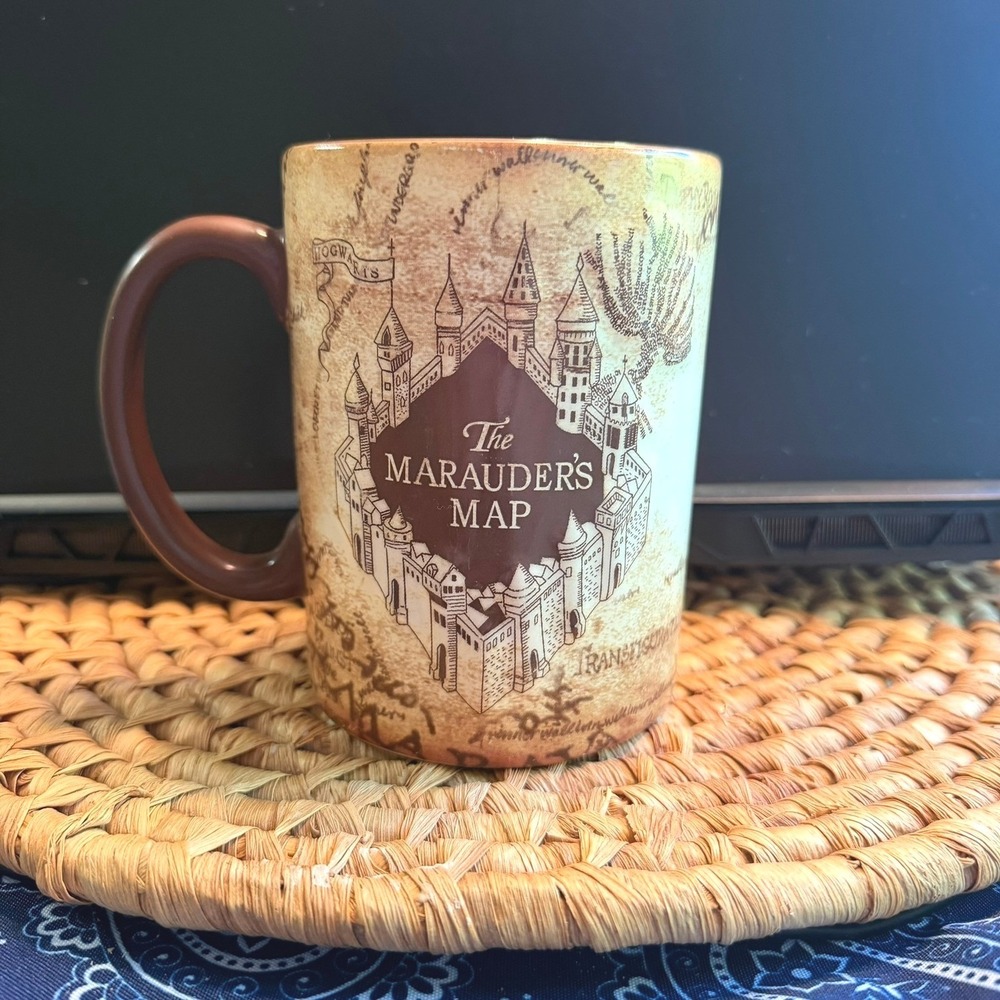 Harry Potter Marauder's Map Mug Universal Studios Wizarding World Brown Ceramic